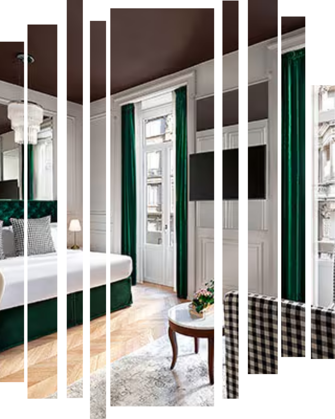 Boutique hotel suite — slatted composition